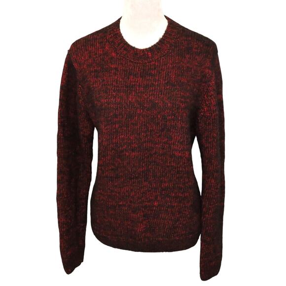 Magaschoni Sweater Womens Medium Black Burgundy Wool Blend Chunky Wool Cotton - Picture 1 of 11